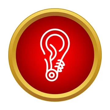 Hearing aid device icon for audiology concept Stock Illustration