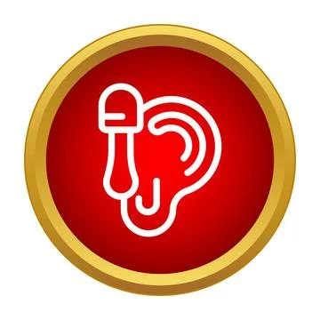 Hearing aid device icon representing audiology and health concept Stock Illustration