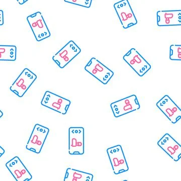 Hearing aid device on phone screen vector seamless pattern Illustrazione stock