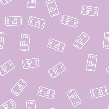 Hearing aid device on phone screen line vector seamless pattern Illustrazione stock