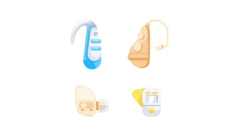 Hearing aid devices rotating on white and green screen background Stock Footage 310849261