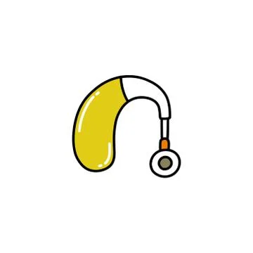 Hearing aid doodle icon, vector illustration Stock Illustration