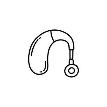Hearing aid doodle icon, vector line illustration Stock Illustration