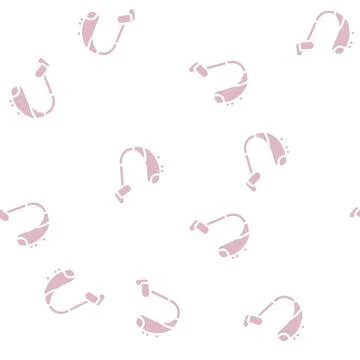 Hearing aid gadget glyph vector seamless pattern Illustrazione stock