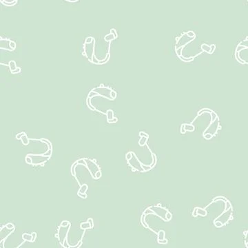 Hearing aid gadget line vector seamless pattern Illustrazione stock