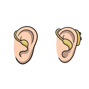 Hearing aid. Hearing problems and disabilities. Set of Cartoon illustration Stock Illustration