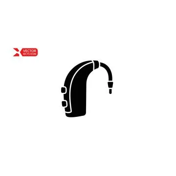Hearing aid icon, audio device, assistive technology, represents sound ampl.. Stock Illustration