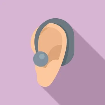 Hearing aid icon, flat style Stock Illustration