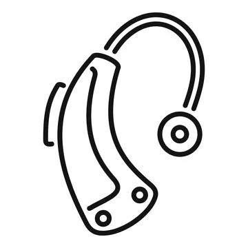 Hearing aid icon showing hearing loss and audiology Stock Illustration