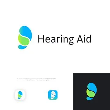 Hearing Aid logo concept, ear assistance, abstract vector logotype. 스톡 일러스트