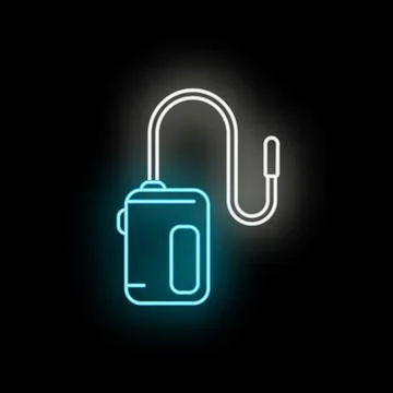 Hearing aid neon icon representing audio assistance Stock Illustration