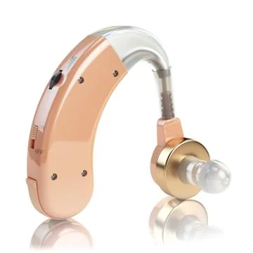 Hearing aid on white isolated background. Deaf ear aid. 3d Stock Photos