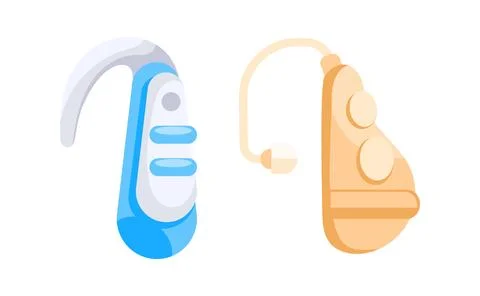 Hearing aids improving hearing loss and supporting people with deafness Illustrazione stock
