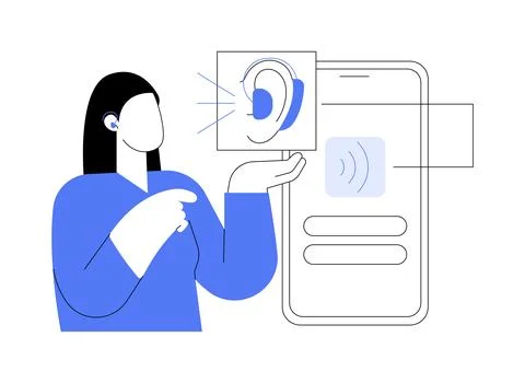 Hearing aids with phone compatibility isolated cartoon vector illustrations. Stock Illustration
