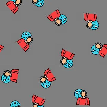 Hearing assessment audiologist doctor vector seamless pattern Stock Illustration
