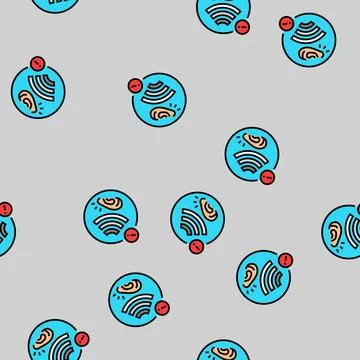 Hearing damage from loud noise vector seamless pattern Stock Illustration