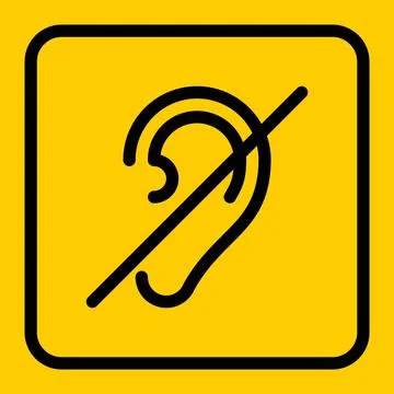 Hearing disability. No hear or mute, deaf ear. Deafness symbol. Deaf people.. Stock Illustration