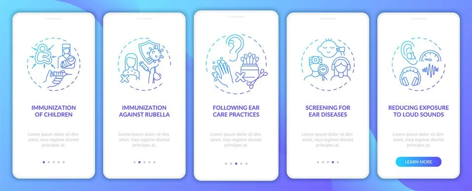 Hearing disability precaution onboarding mobile app page screen with concepts 스톡 일러스트