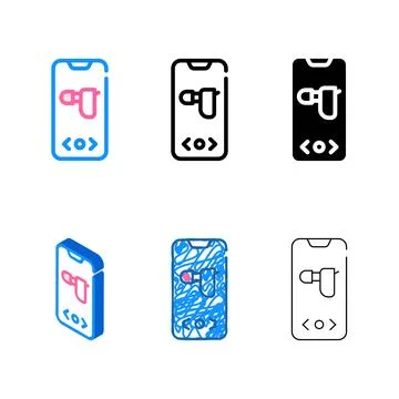 Hearing diversity aid device on phone screen color icon vector Stock Illustration