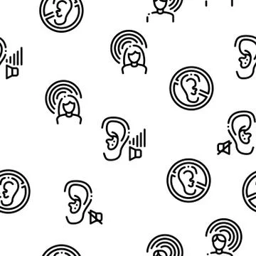 Hearing Human Sense Seamless Pattern Vector Stock Illustration