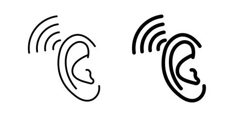 Hearing icon. Style is flat and line symbol Stock Illustration