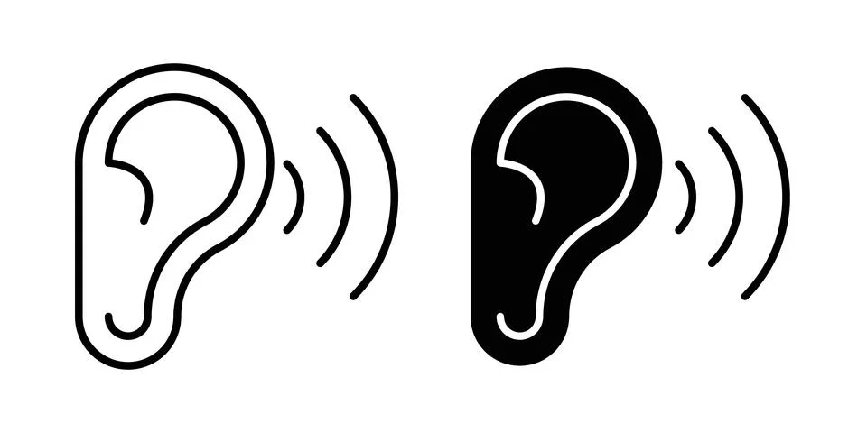 Hearing icon thin line and clipart style vector set 스톡 일러스트