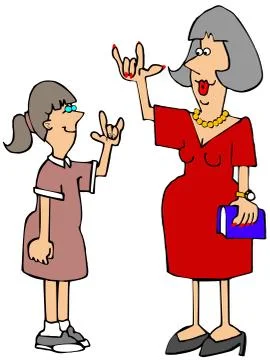 Hearing impaired teacher and student Stock Illustration