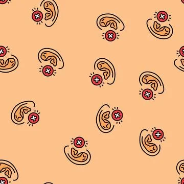 Hearing loss audiologist doctor vector seamless pattern Stock Illustration