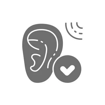 Hearing loss, bad hearing test gray icon. Stock Illustration