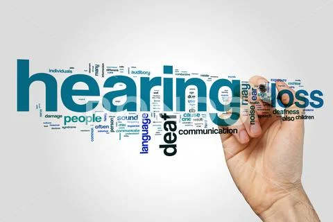Hearing loss word cloud concept Stock Photos