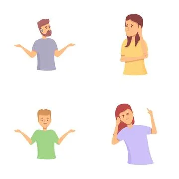 Hearing problem icons set cartoon vector. Deaf people with hearing problem イラスト素材