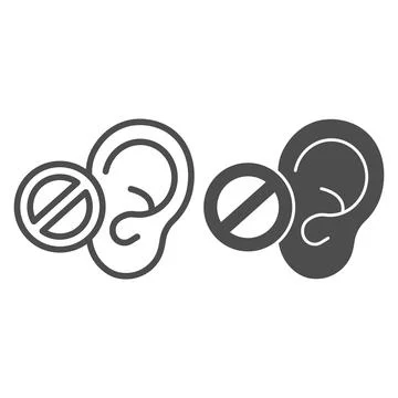 Hearing problems line and solid icon, disability concept, lack of hearing sign Stock Illustration