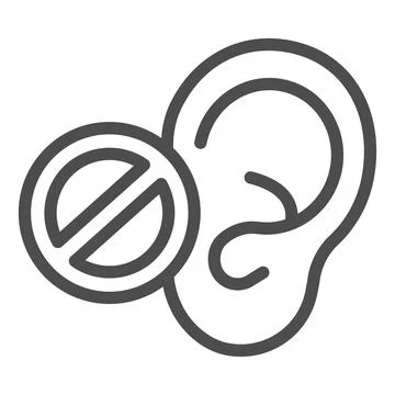 Hearing problems line icon, disability concept, lack of hearing sign on white Stock Illustration