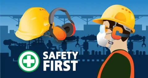 Hearing Protectors safety first,Factory Worker, vector design イラスト素材