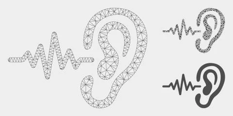 Hearing Signal Vector Mesh Network Model and Triangle Mosaic Icon イラスト素材