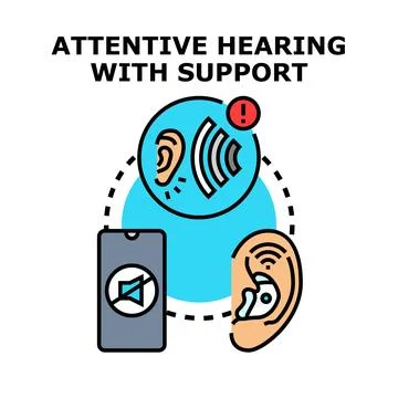 Hearing support concept using smartphone and assistive device 库存插图