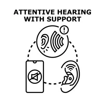 Hearing support concept using smartphone and assistive device Stock Illustration