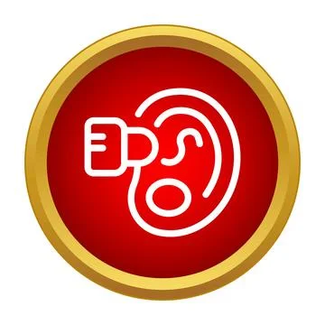 Hearing support device assisting a human ear icon Stock Illustration