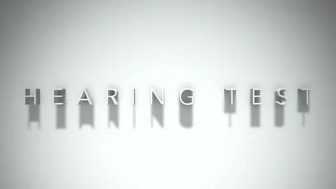 Hearing test 3D title animation white text on a white background Stock Footage 299425117