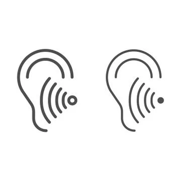 Hearing test line and solid icon, Medical tests concept, Volume listen sign on Stock Illustration