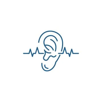 Hearing test line icon concept. Hearing test flat vector symbol, sign, outline Stock Illustration
