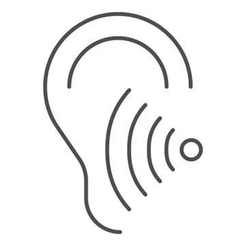 Hearing test thin line icon, Medical tests concept, Volume listen sign on white Stock Illustration