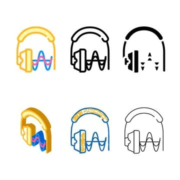 Hearing testing equipment color stylized icon vector Stock Illustration
