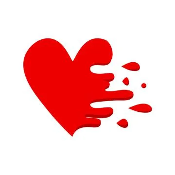 Heart 3d. Broken Heart flat style illustration on red background. Stock Illustration