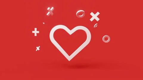Heart 3d icon on a simple red background 4k seamless animation loop Stock Footage 202119558
