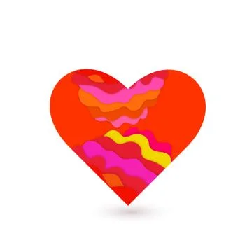 Heart with 3D papercut decor. Multi layers effect. Design elements for Valent Stock Illustration