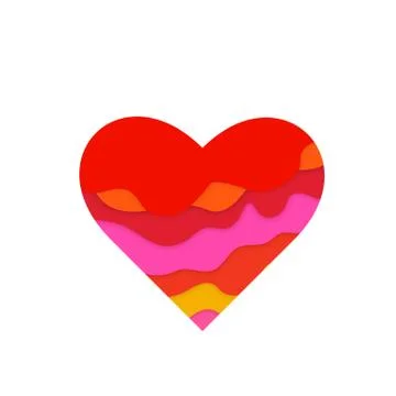 Heart with 3D papercut pattern. Multi layers effect. Design elements for Vale Stock Illustration