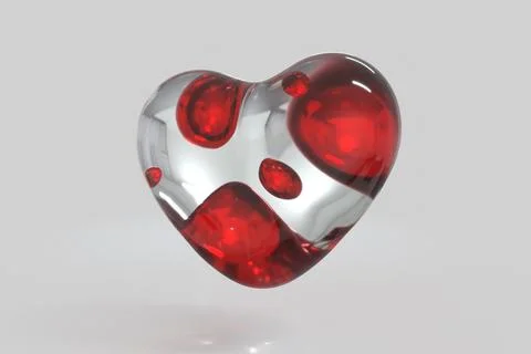 Heart 3d render modern transparency glass abstract valentine day Stock Illustration