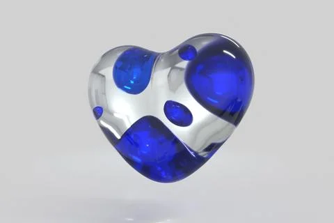 Heart 3d render modern transparency glass abstract valentine day Stock Illustration