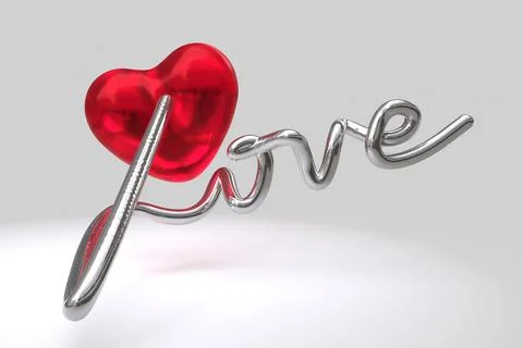 Heart 3d render modern transparency glass abstract valentine day Stock Illustration